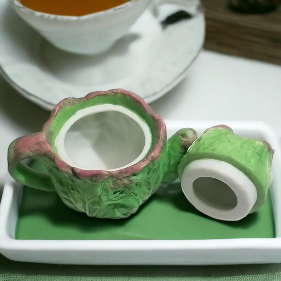 Miniature Ceramic Tea Pots Fruit/Vegetable & Flower With Removable Lid 4pcs Set - Picture 8 of 16